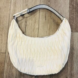 Jessica Simpson Cream/White Quilted Hobo Shoulder Bag